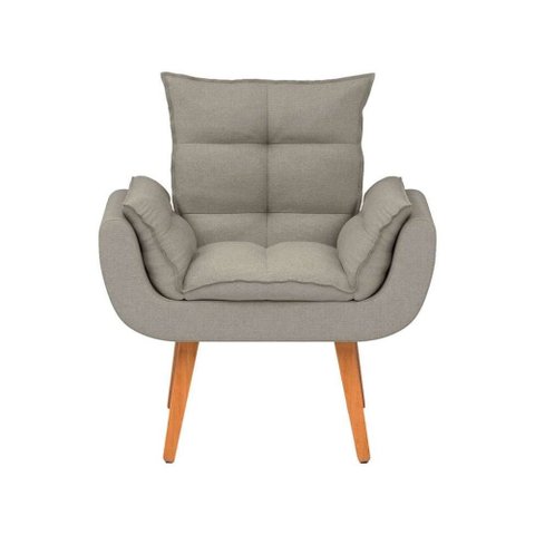 Poltrona Decorativa Opala Sala de Estar Linho Bege
