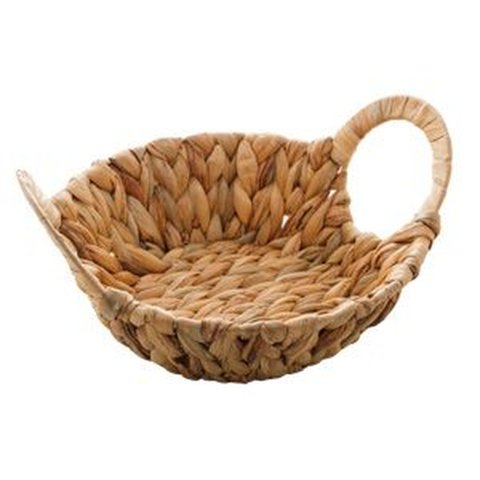 Cesto de fibra natural com alça de metal 27 cm