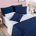 Ver imagem 2 de Kit Cobre Leito Celine Casal Queen Dupla Face Micropercal 200 Fios 03 Peças - Azul Marinho