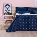Ver imagem 1 de Kit Cobre Leito Celine Casal Queen Dupla Face Micropercal 200 Fios 03 Peças - Azul Marinho