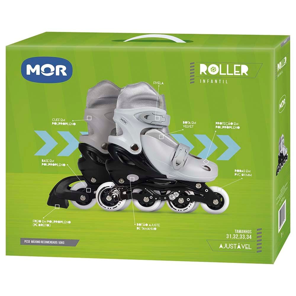 Roller Infantil Cinza - Tamanho P 30-33 - 2