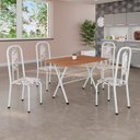 Ver imagem 1 de Conjunto de Mesa Tubular 100cm x 60cm Tampo em MDF com 4 Cadeiras Lívia Branco