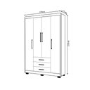 Ver imagem 4 de Guarda Roupa Solteiro Linna 150cm 4 Portas de Bater 3 Gavetas Nature/offwhite G98 - Gran Belo