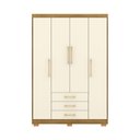 Ver imagem 7 de Guarda Roupa Solteiro Linna 150cm 4 Portas de Bater 3 Gavetas Nature/offwhite G98 - Gran Belo