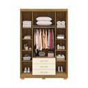 Ver imagem 6 de Guarda Roupa Solteiro Linna 150cm 4 Portas de Bater 3 Gavetas Nature/offwhite G98 - Gran Belo