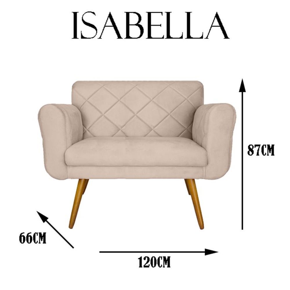 Kit Namoradeira e 2 Poltrona Decorativa Sala Comercial Isabella Suede Bege - DL DECOR - 3