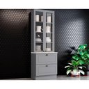 Ver imagem 1 de Paneleiro de Cozinha Cristaleira Americana c/ 2 Portas (2 c/Vidro) c/ 2 Gavetas 71.5cm Cinza - Henn