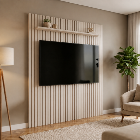 Painel Ripado para TV até 70 Polegadas 100% MDF 185x220cm Maragogi