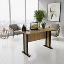 Ver mais imagens de Mesa de Escritório 117cm Tampo 25mm Me4194 Amêndoa/preto