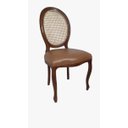 Ver imagem 1 de Cadeira Medalhão em Madeira Natural com Assento Estofado Caramelo. Encosto em Tela Sextavada