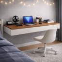 Ver imagem 1 de Penteadeira Suspensa Mesa Camarim Escrivaninha Multiuso com Gaveta 100cm:offwhite/cedro