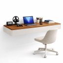 Ver imagem 2 de Penteadeira Suspensa Mesa Camarim Escrivaninha Multiuso com Gaveta 100cm:offwhite/cedro