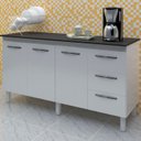 Ver imagem 2 de Balcao Com Tampo 160cm 9140X9320 Branco Preto Mobbs