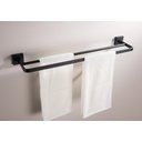 Ver imagem 4 de Toalheiro de Banho Preto Fosco Quadrado Barra Dupla em Aço Inox