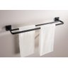 Toalheiro de Banho Preto Fosco Quadrado Barra Dupla em Aço Inox - 4