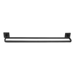 Toalheiro de Banho Preto Fosco Quadrado Barra Dupla em Aço Inox - 2