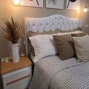 Ver imagem 4 de Cabeceira Estofada 1.60 para Cama Box Queen Capitonê Dubai Corino Branco - Lh Móveis