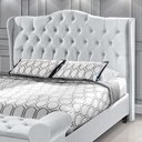 Ver imagem 3 de Cabeceira Estofada 1.60 para Cama Box Queen Capitonê Dubai Corino Branco - Lh Móveis