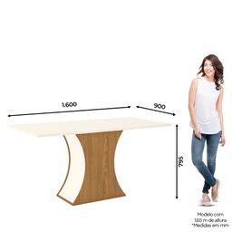 Conjunto Sala de Jantar Tampo MDF Canto Reto 160 Cm Melanie 06 Cadeiras Henn - 7