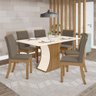 Conjunto Sala de Jantar Tampo MDF Canto Reto 160 Cm Melanie 06 Cadeiras Henn - 1