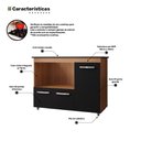 Ver imagem 5 de Balcão para Cooktop Anna 114cm 03 Portas com Tampo Recortado Savana Preto - Desk Design