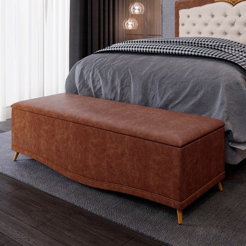 Calçadeira Baú Queen 160cm Imperial J02 Facto Marrom - Mpozenato