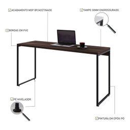 Escrivaninha Mesa Escritório Home Office 1,50x0,50 Dynamica Nogal - 5