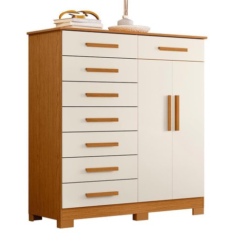 Cômoda Verona 2 Portas e 8 Gavetas Cinamomo/off White - Móveis Albatroz