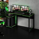 Ver mais imagens de Mesa para Computador Gamer Espaço para 2 Monitores e Cpu Preto/Verde