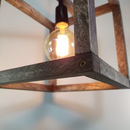 Luminária de Teto Pendente Estilo Industrial Cubo Quadrado - Marrom - 3