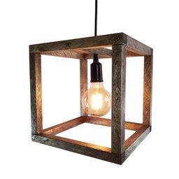 Luminária de Teto Pendente Estilo Industrial Cubo Quadrado - Marrom - 1
