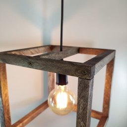 Luminária de Teto Pendente Estilo Industrial Cubo Quadrado - Marrom - 4