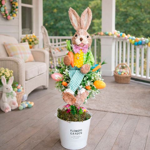 Arranjo Decoração Vaso Árvore Osterbaum Coelho Páscoa 80cm