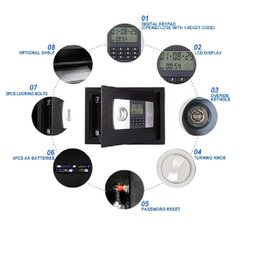 Cofre Eletronico Digital Grande Senha Chave Porta Documentos Armas Display Lcd Bandeja Chumbadores C - 5