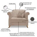 Ver imagem 4 de Kit Poltrona E Sofá 2 Lugares 1,60M Pés Castanho Areia