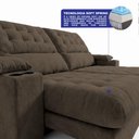 Ver imagem 4 de Sofá Retrátil e Reclinável 2,85m Arena com Molas Ensacadas e Carregador USB-C Boucle Marrom Cama