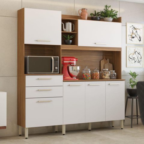 Kit Cozinha Martina 6 Portas 2 Gavetas Amendola Branco