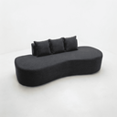 Ver imagem 1 de Sofá Tóquio Puff Orgânico Bouclé 200cm com 3 Almofadas Design Curvo Luxo para Sala e Recepção:Cinza