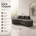 Ver imagem 5 de Sofá Tóquio Puff Orgânico Bouclé 200cm com 3 Almofadas Design Curvo Luxo para Sala e Recepção:Cinza