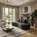 Ver imagem 3 de Sofá Tóquio Puff Orgânico Bouclé 200cm com 3 Almofadas Design Curvo Luxo para Sala e Recepção:Cinza