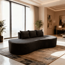 Ver imagem 4 de Sofá Tóquio Puff Orgânico Bouclé 200cm com 3 Almofadas Design Curvo Luxo para Sala e Recepção:Cinza