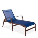 Ver imagem 3 de Kit 2 Espreguiçadeiras De Alumínio Em Tela Sling + 1 Mesinha Lateral Marrom E Tela Azul