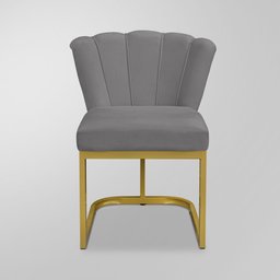 Kit 06 Cadeiras Flor Recepção Cinza - Base Ferro Dourado - 3