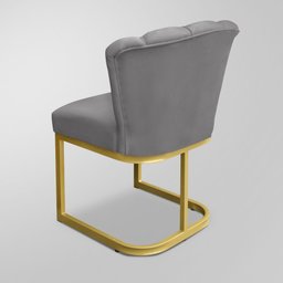 Kit 06 Cadeiras Flor Recepção Cinza - Base Ferro Dourado - 4