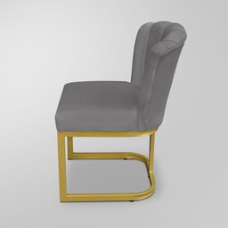 Kit 06 Cadeiras Flor Recepção Cinza - Base Ferro Dourado - 5