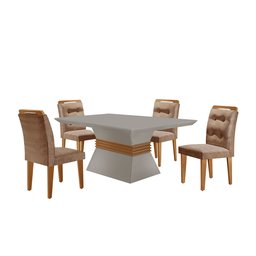 Conjunto Sala de Jantar Mesa e 4 Cadeiras Luísa Espresso Móveis - 2