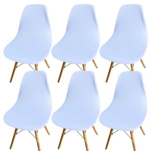 Kit 6 Capa de Cadeira Charles Eames Eiffel Pé Palito Malha Lisa:branco