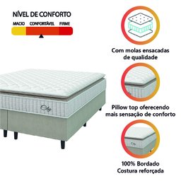 Cama Box Colchão Casal King Molas Ensacadas City Pillow Top 193x203x61cm Bege / Branco Hellen - 5