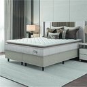 Ver imagem 1 de Cama Box Colchão Casal King Molas Ensacadas City Pillow Top 193x203x61cm Bege / Branco Hellen