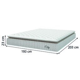 Cama Box Colchão Casal King Molas Ensacadas City Pillow Top 193x203x61cm Bege / Branco Hellen - 4